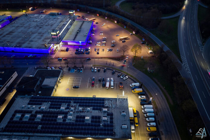 Industriegebiet Neuwied Nacht Drohnenfotografie für Mercedes-Benz