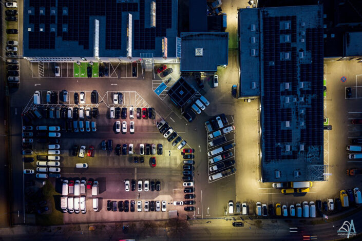 Industriegebiet Neuwied Nacht Drohnenfotografie für Mercedes-Benz