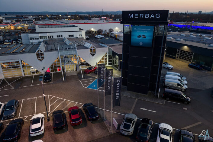 Industriegebiet Neuwied Nacht Drohnenfotografie für Mercedes-Benz