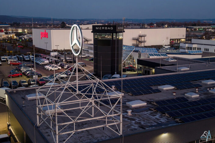 Industriegebiet Neuwied Nacht Drohnenfotografie für Mercedes-Benz